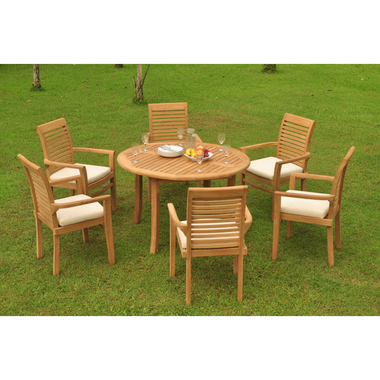 Rosecliff Heights Markus 6 - Person Round Teak Outdoor Dining Set | Wayfair